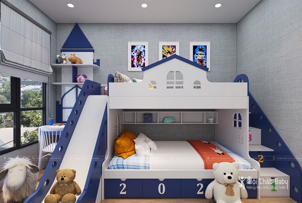 Giường tầng trẻ em, giường tầng, giường tầng bé trai, Nội Thất Baby, giường hai tầng,